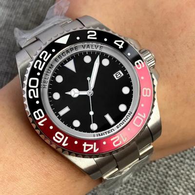 China Custom Automatic Mechanical Stainless Steel 40mm Alarm Luxury Mens Watch GMT Watch 2813 Movement 316L Mineral Glass Waterproof 40mm for sale