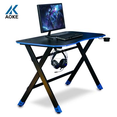 China Other Hot Sale Home Furniture X Shaped Computer Black Gaming Desk With Cup Holder&Headphones Hook for sale