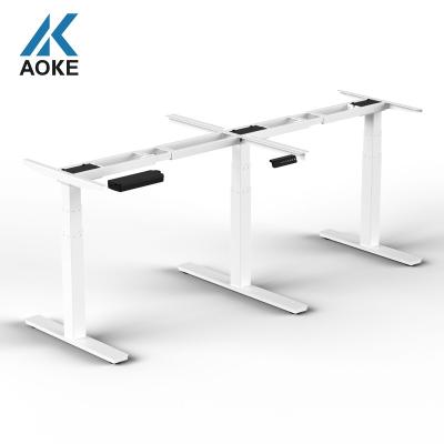 China (Height) OEM ODM Adjustable Electric Adjustable Table For Office Lift Three Motor Height Adjustable Computer L Shaped Desk for sale