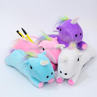 China New Design Four Color Funny Unicorn Plush Toy Pencil Case for sale