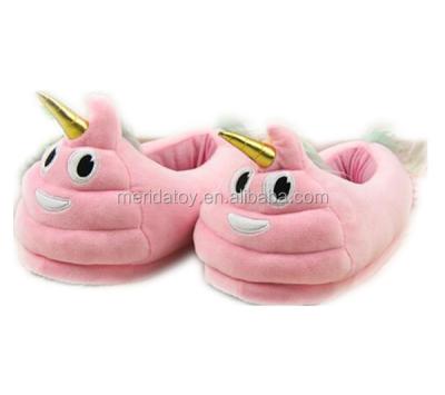 China Custom Made Funny Soft Warm Animal Slippers Unicorn Plush Indoor Shoes Funny Winter for sale