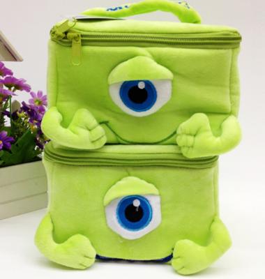 China OEM Big Eye Funny Monster Storage Green Color Plush Cosmetic Bag for sale