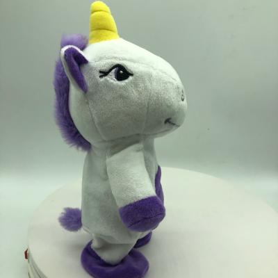 China BSCI Factory Wholesale New Product Logo Electric Plush Walking And Custom Talking Purple Unicorn Toys for sale