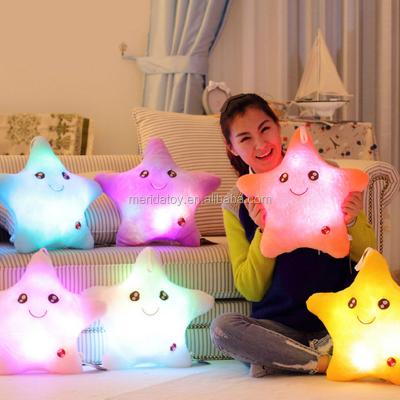 China 2021 Hot Selling New Product LED Plush Stuffed Pillow Star Shaped LED Light Up Soft Toys Pillows for sale