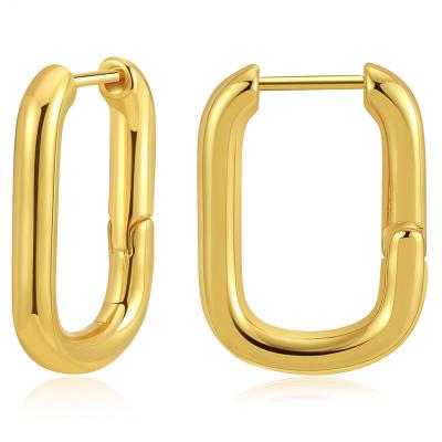 China FASHIONABLE Hot Selling Gold Circle Minimalist U Earrings For Women Geometric Oval Circle Earrings Hypoallergenic Rectangle Earrings for sale