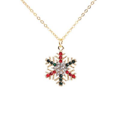 China 2021 Newest Gold Simple Tasty Chain Christmas Tree Snowflake Necklace Pending Necklace For Girls for sale