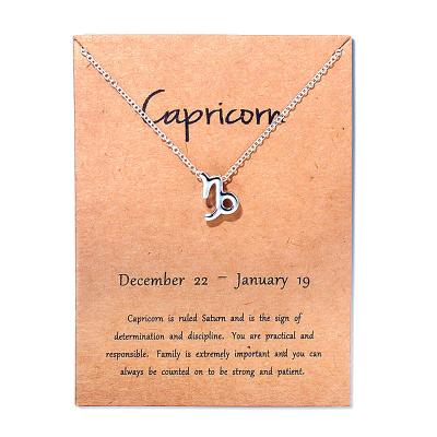 China Wholesale Fashion Zodiac Sign Silver Delicacy 12 Choker Astrology Chain Necklaces With Color Card Package Natural Birthday Gifts for sale