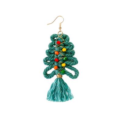 China 2021 New Trendy Handmade Tassel Pearl Christmas Tree String Drop Earrings For Women Bohemia Personalized Statement Earrings for sale