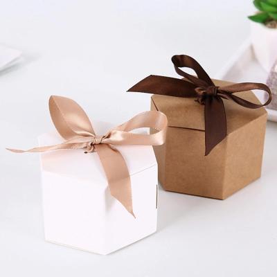 China Hexagonal Paper Jam 50 Pcs Kraft Paper Box DIY Candy Box Cookie Gift Box Cookie Gift Box Birthday Baby Shower Wedding Decoration Box for sale