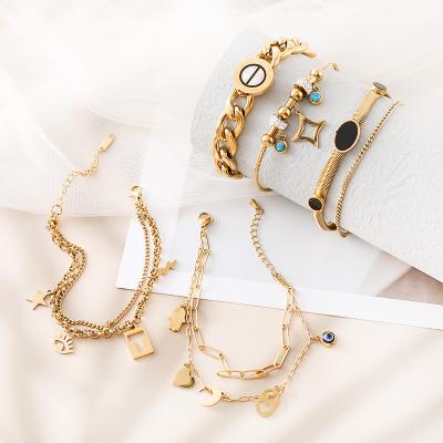 China Romantic Hengyu Original 2023 Trendy Women Bracelet Wholesale Jewelry Fashion Gold Plated Stainless Steel Bracelet for sale