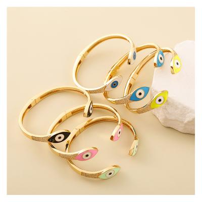 China Romantic Hengyu Wholesale Original Lucky Eye Bracelet Copper Evil Eye Turkey Bracelet Copper Open Bracelet For Women for sale