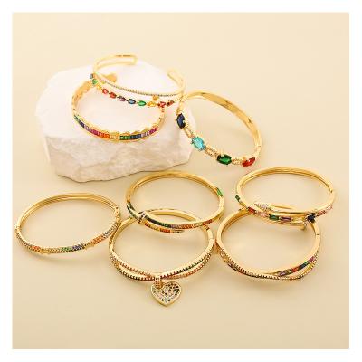 China Romantic Hengyu Wholesale Original Adjustable Bracelet Handmade Copper Bracelet Custom Made Open Crystal Bracelet For Women for sale