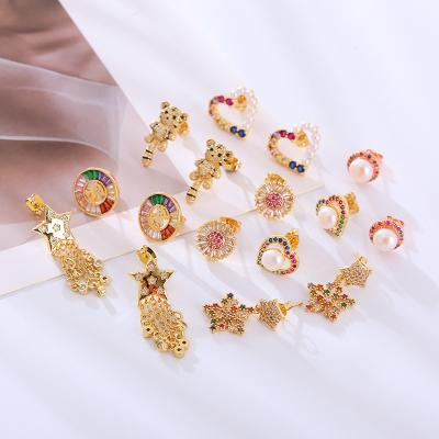 China Original Wholesale FASHIONABLE Hengyu Tiger Rhinestone Earrings Copper Pearl Earring Tassel Metal Stud Earrings For Women for sale