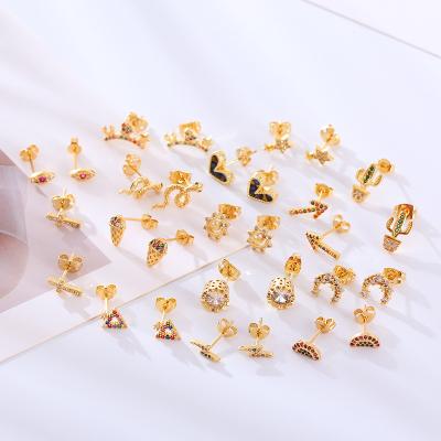 China Wholesale FASHIONABLE Summer Original Hengyu Women Rhinestone Cheap Simple Earrings Stud Heart Metal Cartilage Luxury Earrings for sale