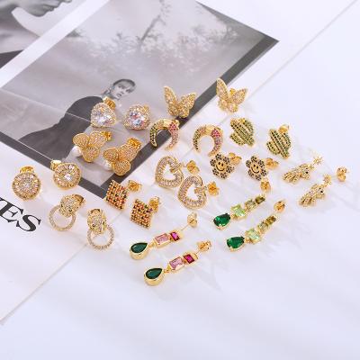 China Original Wholesale FASHIONABLE Hengyu Butterfly Earrings Lucky Clover Earrings Copper Unique Charming Copper Smiley Face Stud Bear Earrings for sale