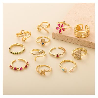 China Hengyu's Newest Ring Simple Red Rhinestone Simple Original Special Copper Girl Romantic Ring Luxury Open Metal Finger Ring For Women for sale