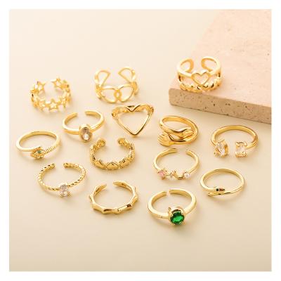 China Wholesale Original Hengyu Ring Romantic Ladies Ring Simple Design Gold Color Ring Colorful Open Metal Adjustable for sale