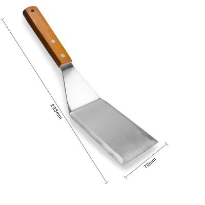 China Durable Heavy Duty 29*7cm Stainless Steel Solid Blade Hewn Small Edges Pizza Spatula Cooking Turner With Rosewood Handle for sale