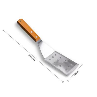 China Durable Heavy Duty Perforated Blade 29*7cm Hewn Small Edges Pizza Spatula Cooking Turner With Rosewood Handle for sale