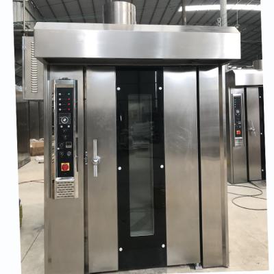 China Factory Oven Cake Shop Oven Catering Bakery Cart 32 Trays Food Factory Jmx-32D 1 Gas Rotary Oven With 1 Cart 32 Trays Capacity for sale