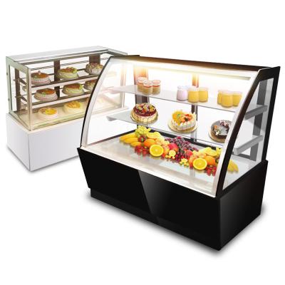 China Commercial Single-temperature Refrigerator Cake Ice Cream Stainless Steel Glass Display Cabinet for sale