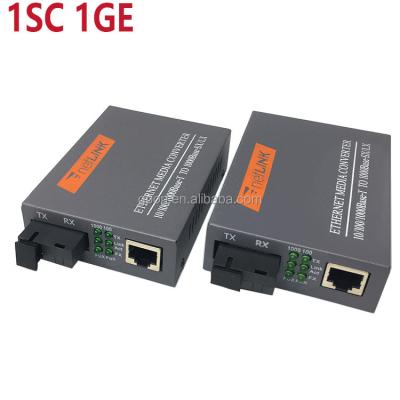 China FTTH 10/100/1000M Fiber Optic Media Converter 20KM/40KM/60KM/80KM A/B HTB-GS-03 Single Mode Single Fiber Photoelectric Transceiver for sale