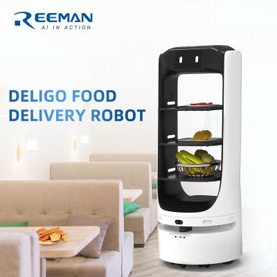 China Newcomer Hotels Fully Autonomous Delivery Robot Artificial Intelligent Food Restaurant Waiter Robot Send Food for sale