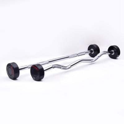 China Eco-friendly Weightlifting Barbell Fitness Weightlifting Buckle Or Chrome Handle PU Coated Straight Barbell Set for sale