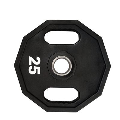 China Eco-friendly Weightlifting 12 Edges Fitness Gym PVC Rubber Barbell Plates Weight Plate Set for sale