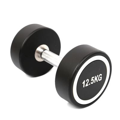 China Wholesale Custom AX Logo Weight Lifting Black PU Coated Dumbbell Eco - Friendly Set for sale