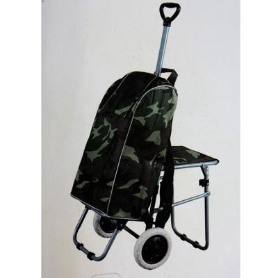 China New Design Folding Rolled Folding Trolley Shopping Chair Trolley Bag With Seat for sale