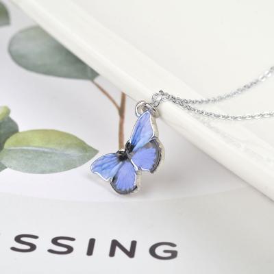 China Custom Tasty Gold Plated Butterfly Pendant Necklace Romantic Butterfly Necklace Jewelry Stainless Steel for sale