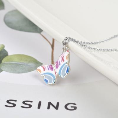 China Enamel Cute Korean Butterfly Alloy Jewelry Fashion Pendant Necklace for sale