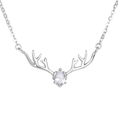 China Custom Mini Jewelry Romantic Deer Antler Birthstone Necklace For Women for sale