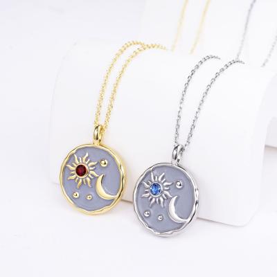 China Romantic Birthstone Jewelry Pendant Necklace for Women Sun and Moon Necklace for sale