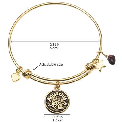 China Retro CLASSIC Virgo Sagittarius Scorpio Bracelet Gemstone Astrology Zodiac Constellations Sign Expanding Bracelet Bangle for sale