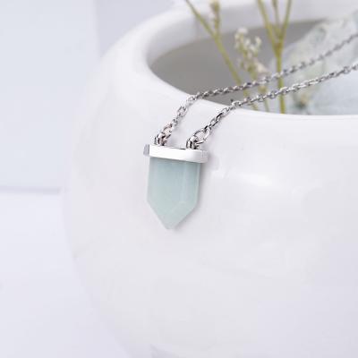 China Natural BOHEMIA Amazonite Gemstone Necklace Stainless Steel Chain Stone Jewelry Pendant Necklace for sale