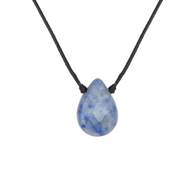 China New Design CLASSIC Water Drop Gemstone Blue Sodalite Necklace For Women And Men for sale