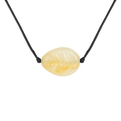 China CLASSIC Natural Adjustable Black Crystal Yellow Jade Stone Necklace Cord Rope Necklace For Girls for sale