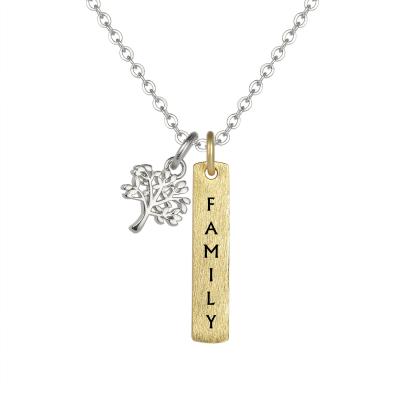 China CLASSIC Family Tree Nameplate Necklace Personalized Necklace Custom Names Tree of Life Pendant Necklace for Family Friends for sale