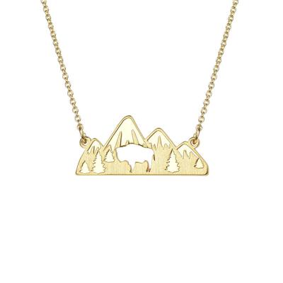 China Lauren-Spencer Mountain Necklace CLASSIC For Women Gold Cutout Forest Tree Mountain Range Pendant Silver Plated Animal Necklace for sale