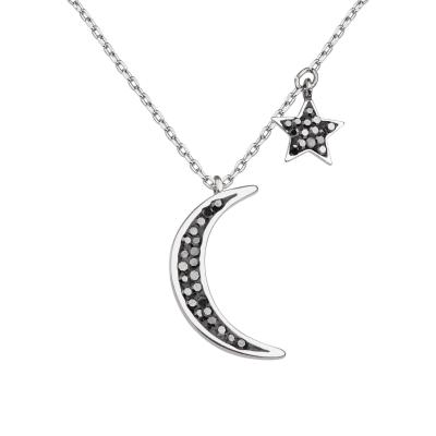 China Custom Hiphop Stainless Steel Gold Plated Crescent Star Moon Jewelry Necklaces For Women for sale