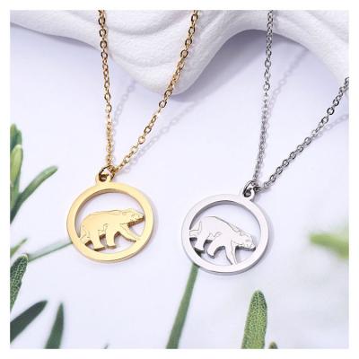 China Gold Bear Stainless Steel Silver Plated Necklace Cute Animal Pendant Necklace for sale