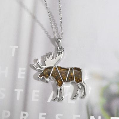 China Stainless Steel CLASSIC Personalized Chain Natural Gemstone Turquoise Tiger Eye Animal Moose Jewelry Necklace for sale