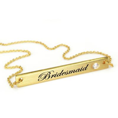 China Gold CLASSIC Minimalist Jewelry Custom Name Personalized Vertical Bar Necklace For Women Men for sale