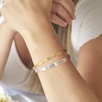 China CLASSIC Custom Inspirational Engraved Cuff Bangle Bracelets For Women for sale