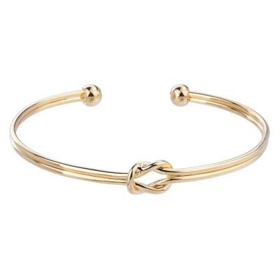 China CLASSIC Handmade Minimalist Adjustable Gold Knot Cuff Bracelet Silver Plated Gift For Her for sale