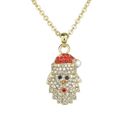 China 2021 new arrivals cute Santa Claus Rhinestone Pendant Necklace for kids for sale