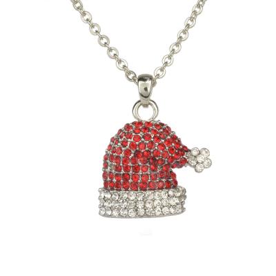 China Hot Selling Cute Santa Claus Snowman Christmas Hat Christmas Necklace Pendant Necklace for sale