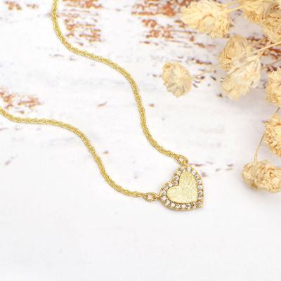 China Custom Fashion Designer Romantic 18k Gold Silver Plated Zircon Heart Pendant Necklace for sale